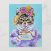 Cute Cat Tea Flowers Bee Valentijnsdag briefkaart (Voorkant)