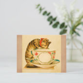 Cute  Cat Teacup Briefkaart (Staand voorkant)