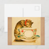 Cute  Cat Teacup Briefkaart (Voorkant / Achterkant)
