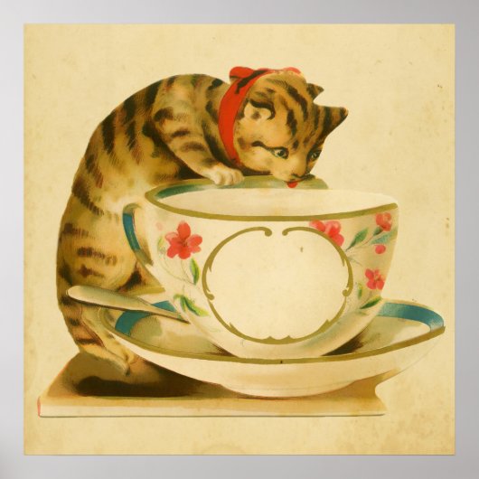 Cute  Cat Teacup Poster (Voorkant)