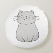 Cute Cat Tekening Rond Kussen (Voorkant)