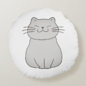 Cute Cat Tekening Rond Kussen (Achterkant)