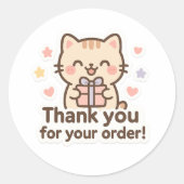 Cute Cat Thank You Sticker (Voorkant)