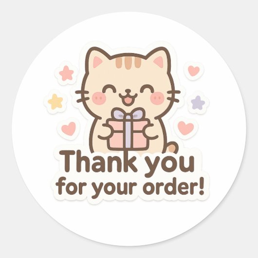 Cute Cat Thank You Sticker (Voorkant)