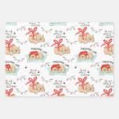 Cute Cat Thley Meowy-kerstpatroon Inpakpapier Vel (Voorkant)