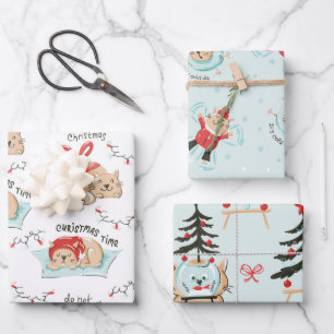 Cute Cat Thley Meowy-kerstpatroon Inpakpapier Vel