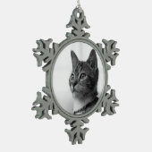 Cute Cat Tin Sneeuwvlok Ornament (Links)