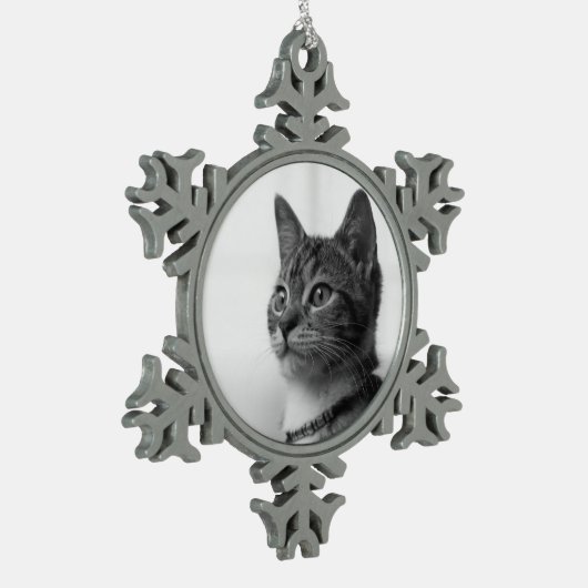 Cute Cat Tin Sneeuwvlok Ornament (Links)