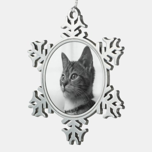 Cute Cat Tin Sneeuwvlok Ornament (Rechts)