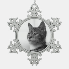 Cute Cat Tin Sneeuwvlok Ornament