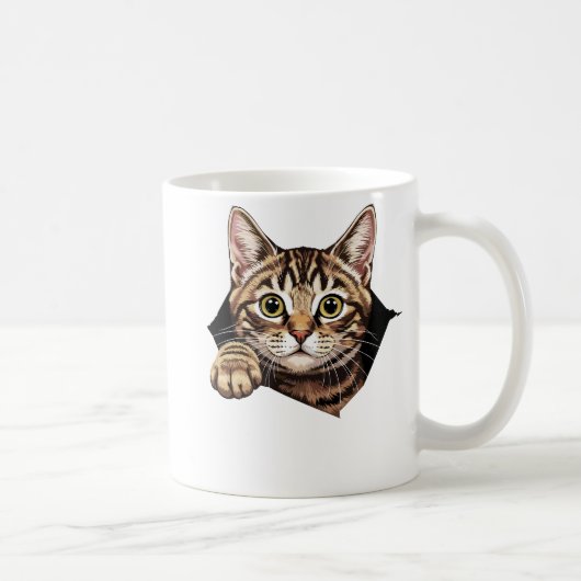 Cute cat torn the fabric cat tearing  koffiemok (Rechts)