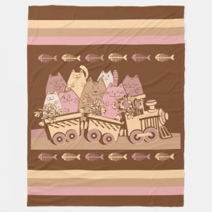 Cute Cat Train Fleece Blanket Deken