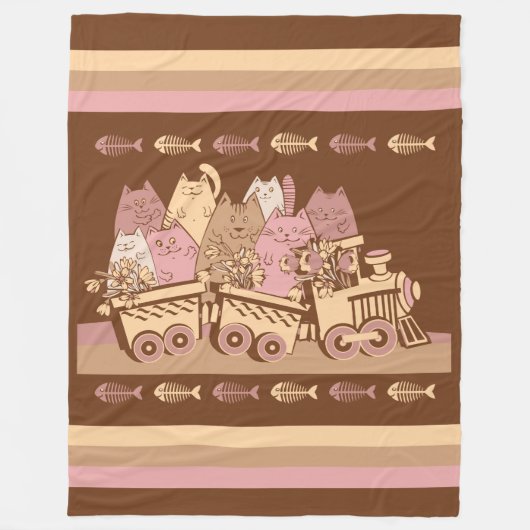 Cute Cat Train Fleece Blanket Deken (Voorkant)