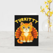 Cute Cat Turkey Funny Thanksgiving For Men Women K Kaart (Gele Bloem)