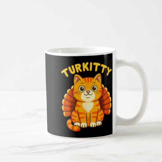 Cute Cat Turkey Funny Thanksgiving For Men Women K Koffiemok (Rechts)