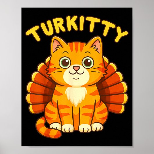 Cute Cat Turkey Funny Thanksgiving For Men Women K Poster (Voorkant)