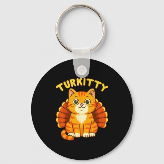 Cute Cat Turkey Funny Thanksgiving For Men Women K Sleutelhanger (Voorkant)