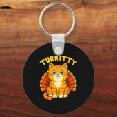 Cute Cat Turkey Funny Thanksgiving For Men Women K Sleutelhanger (Voorkant)