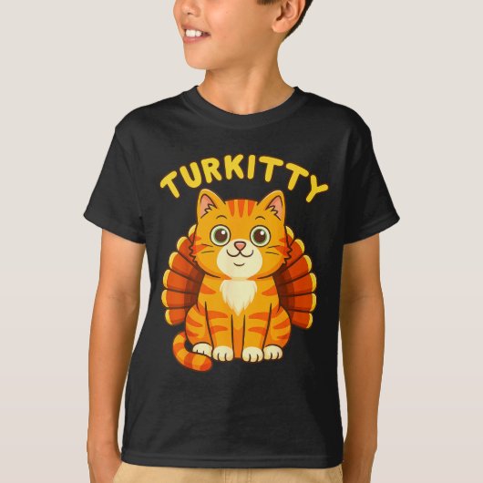Cute Cat Turkey Funny Thanksgiving For Men Women K T-shirt (Voorkant)