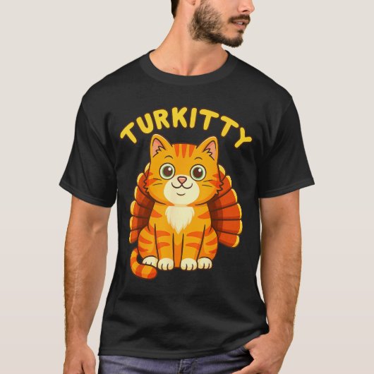 Cute Cat Turkey Funny Thanksgiving For Men Women K T-shirt (Voorkant)