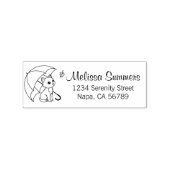 Cute Cat Umbrella Leaf Address Rubber Stamp Rubberstempel (Afrduk)