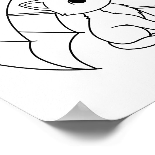 Cute Cat Umbrella Leaf Coloring Page Poster (Hoek)