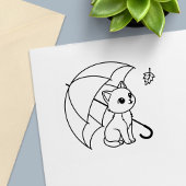 Cute Cat Umbrella Leaf Zelfinktende Stempel
