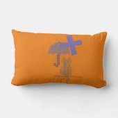 Cute Cat Umbrella Nursery Kinder Monogram Kussen (Achterkant)