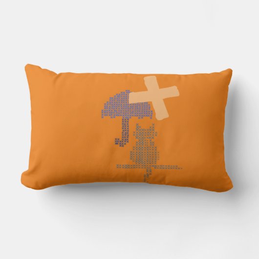 Cute Cat Umbrella Nursery Kinder Monogram Kussen (Voorkant)