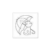 Cute Cat under Umbrella 2 Rubberstempel (Afrduk)