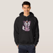 Cute Cat Unicorn Drinking Bubble Tea Design Hoodie (Voorkant volledig)