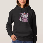 Cute Cat Unicorn Drinking Bubble Tea Design Hoodie (Voorkant)