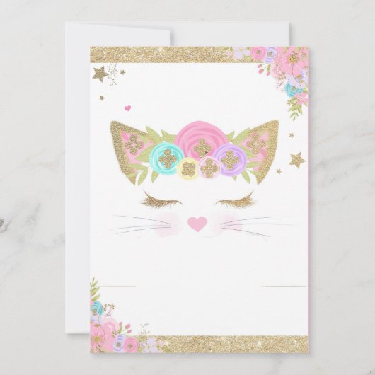 Cute Cat Unicorn verjaardagsfeest Kaart (Achterkant)