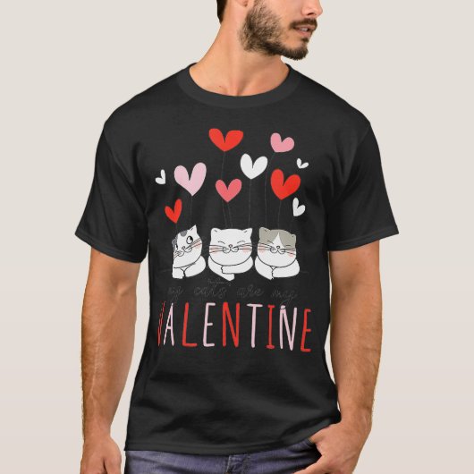Cute Cat Valentijn Mijn kat is mijn Valentijn Kat T-shirt (Voorkant)
