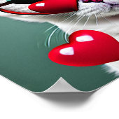 Cute Cat Valentijnsdag Hearts Glasses Digital Poster (Hoek)
