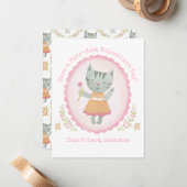 Cute Cat Valentijnsdag Kaart Notitiekaartje (Voorkant / Achterkant in situ)