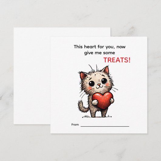 Cute Cat Valentine Card  (Voorkant / Achterkant)