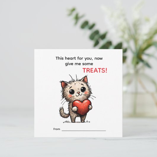 Cute Cat Valentine Card  (Staand voorkant)