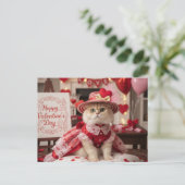 Cute Cat Valentine's Day Greeting  Feestdagenkaart (Staand voorkant)