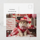 Cute Cat Valentine's Day Greeting  Feestdagenkaart (Voorkant / Achterkant)