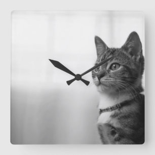 Cute Cat Vierkante Klok