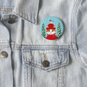 Cute cat, vogelwinter, kerstsneeuwknop ronde button 5,7 cm (In situ)