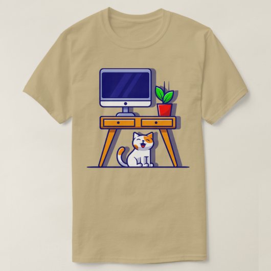 Cute Cat volgens tabel Cartoon T-shirt (Design voorkant)