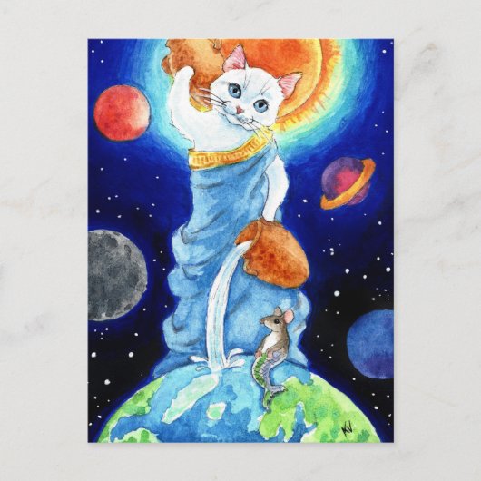 Cute Cat Water Goddess Amphitriet briefkaart (Voorkant)