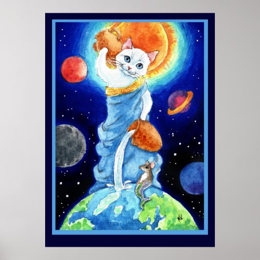Cute Cat Water Goddess Earth Day Poster (Voorkant)