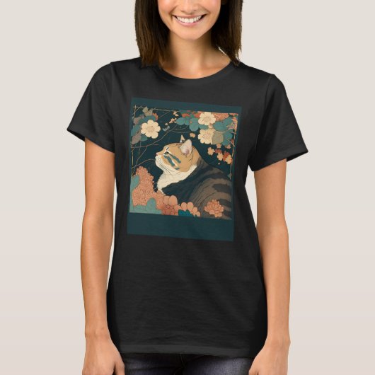 Cute Cat Watercolor Botanical Garden Aesthetic Cat T-shirt (Voorkant)