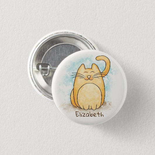 Cute Cat Waterverf personaliseren Ronde Button 3,2 Cm (Voorkant /achterkant)