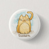 Cute Cat Waterverf personaliseren Ronde Button 3,2 Cm (Voorkant)