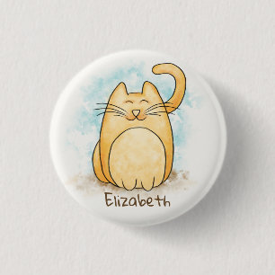 Cute Cat Waterverf personaliseren Ronde Button 3,2 Cm
