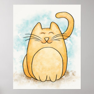 Cute Cat-Waterverf Poster